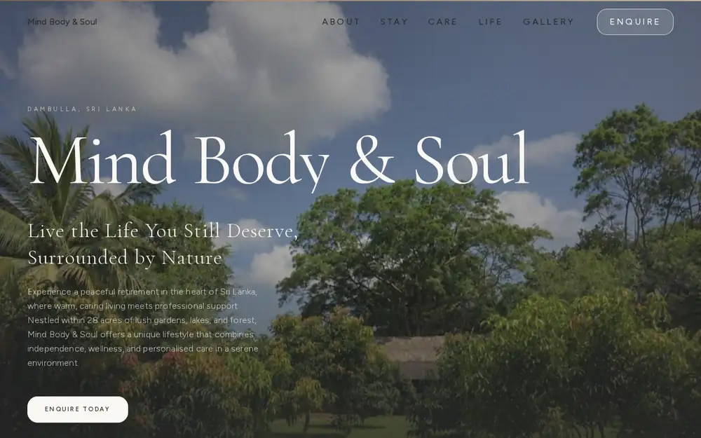Mind Body & Soul by T-Villa homepage — luxury retirement villa resort in Dambulla, Sri Lanka